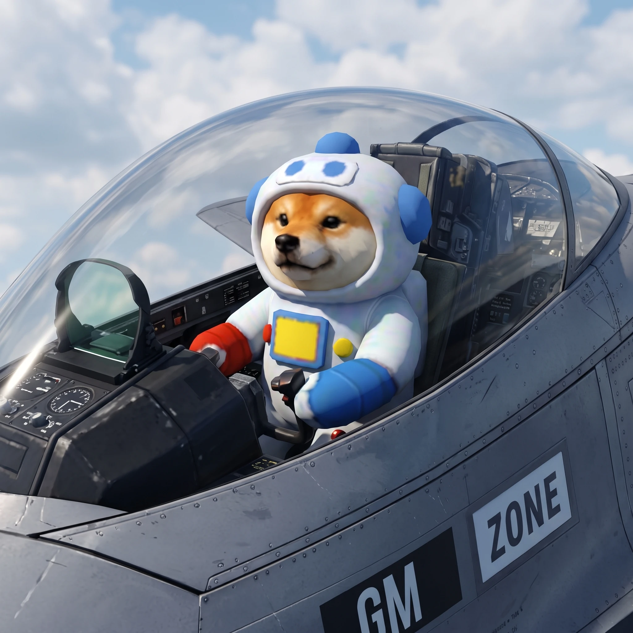 INU piloting a fighter jet