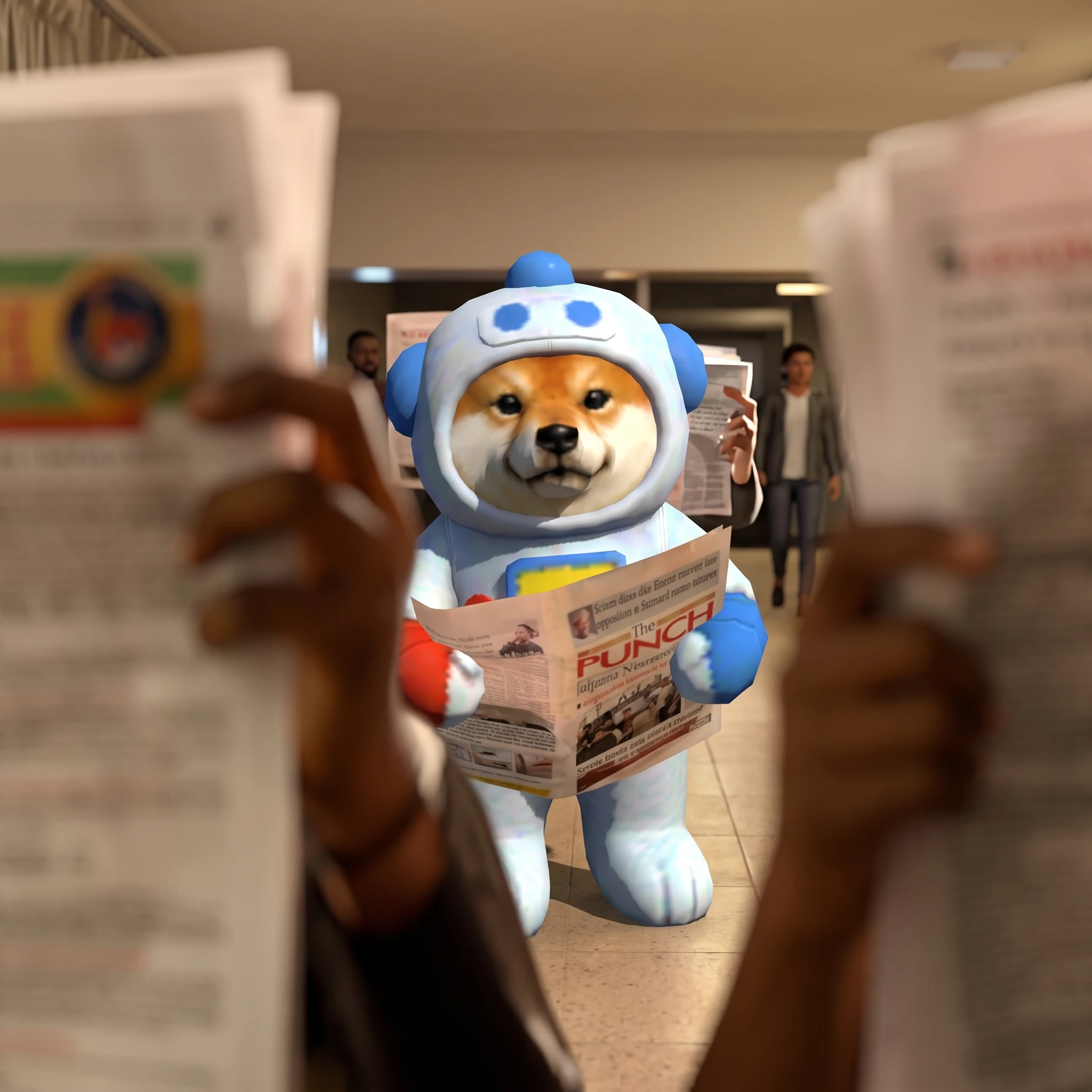INU reading a newspaper